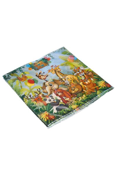 OEM Servetele de Masa cu 2 Straturi Model Animale din Jungla "Happy Birthday" 33x33cm - 12buc