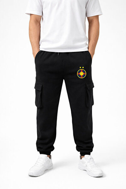 MODA Fcsb Football Team Logo Printed Black Cargo Pocket Rubber Leg Men's Swea...