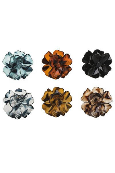 OEM Shiny Flower Shaped Hair Clips in Different Colors for Women 4cm - 6pcs