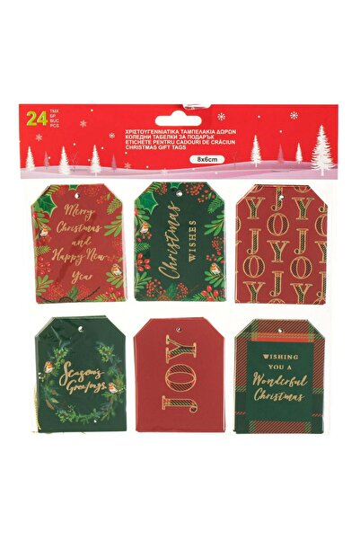 OEM Χριστουγεννιάτικες Ετικέτες Δώρου 6 Σχέδια 6x8cm - 24 τεμάχια