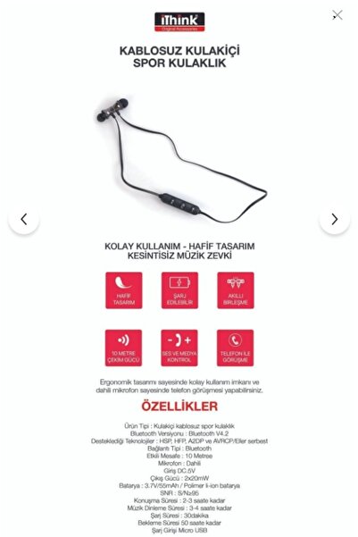 Ithink Bk700 Kulakıçı Bluetooth Spor Kulaklık A&b