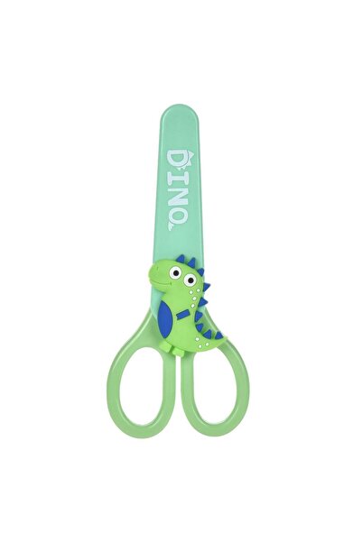 OEM School Scissors with Lime Green Case & 3D Dinosaur Pattern 14cm