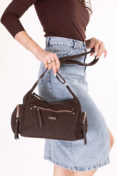 Gondol Women's Handy Daily Bag Ald.80735 Brown Suede