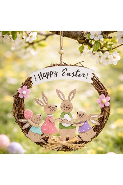 OEM Decorative Easter Wreath with Bunnies "Happy Easter" Ø18cm