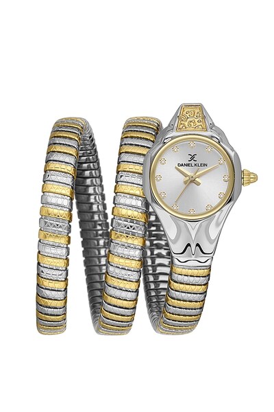 Daniel Klein Gold Gümüş Renk Bileği Saran Yılan Model Taşlı Kol Saati