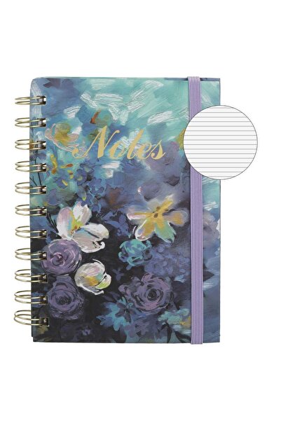 OEM A6 Green Purple Notepad with Floral Pattern Gold Foil Notes & Elastic - 7...