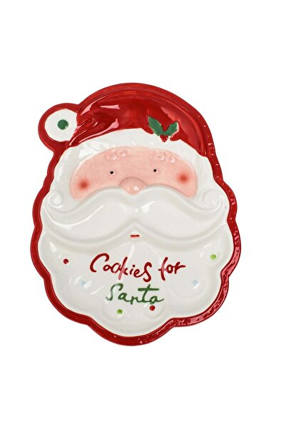 OEM Platou de Craciun Ceramic cu Model Mos Craciun & Compartimente 22,5x30x2,5cm