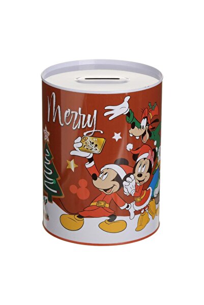 OEM Коледна метална касичка с мотив Мики Маус и приятели Ø12x16см