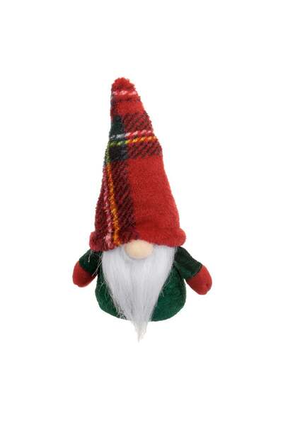 OEM Figurina Decorativa de Craciun Gnome cu Caciula Rosie in Carouri 15cm