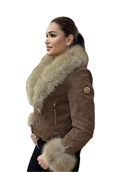Softy Paris Fur-lined jacket with fur collar and removable cuffs Brown