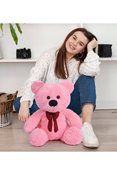 Pababo 50 cm Oturan Papyonlu Peluş Ayıcık – Yumuşak Dokulu Sevimli Ayı