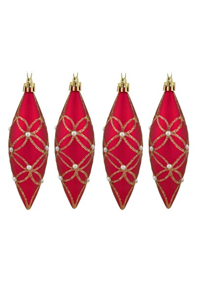 OEM Χριστουγεννιάτικα Στολίδια Δέντρου Κόκκινα Γλασαρισμένα Κέικ με Χάντρες &...