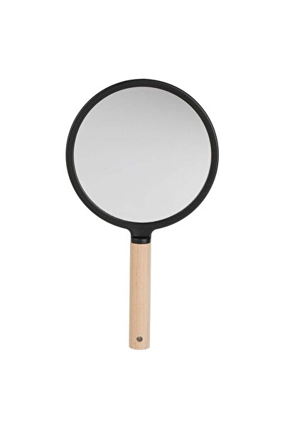 OEM Round Mirror with Wood Effect Handle Ø14x25cm