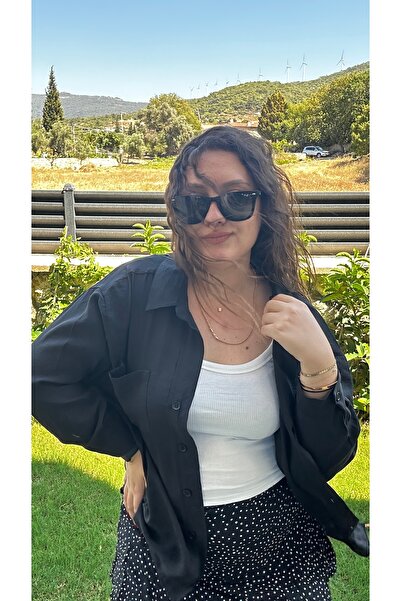 bestie co Kadın Düşük Omuz Oversize Gömlek