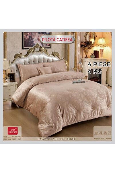 East Comfort Set pentru pat din Catifea Velur, 4 Piese, Umplutură Melana, Spa...