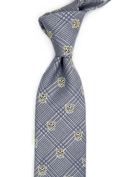 Kravatkolik Bigiardi Style Gray Motif Pattern Italian Silk Tie İk2282
