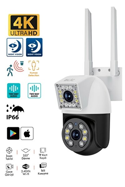 vorelix 3012 6MP 3MP+3MP Çift Lens Wi-Fi PTZ Kamera Renkli Gece Görüşü Hareke...
