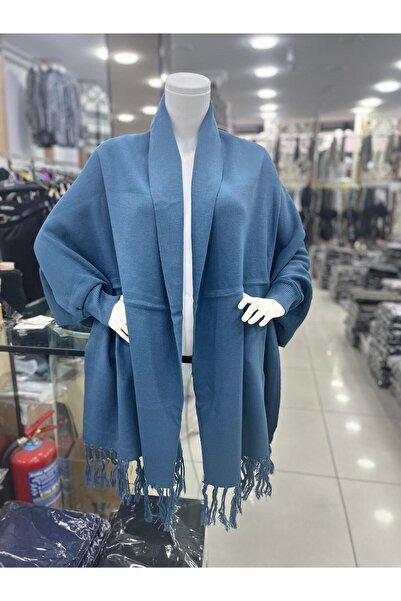 Kayaka triko Women's Shawl Poncho with Sleeves and Tassels