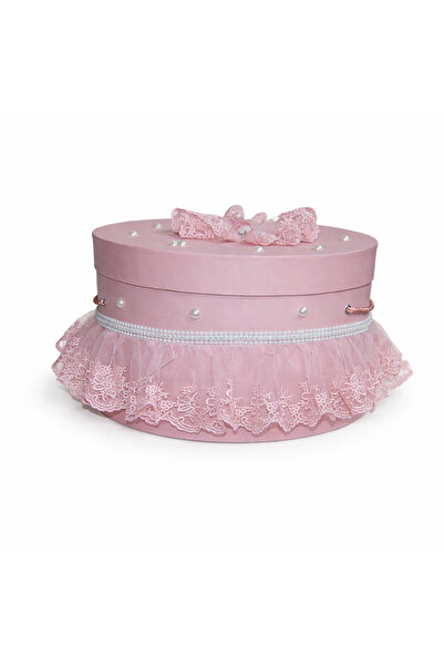 Dany Kids Fashion Trusou botez+set baita in cutie rotunda - roz pudra
