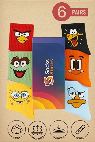 Esinti 6 Pairs Women's and Men's Cotton Colorful Patterned College Socks Unis...