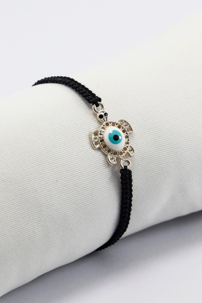 biuti Mineli Metal White Turtle Evil Eye Bead Adjustable Bracelet with Lift C...