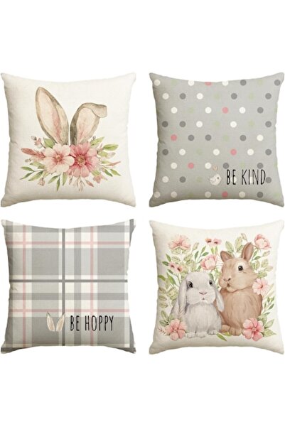 DELPI Decorative Pillowcase Set, Bunny Design, 4 Pieces
