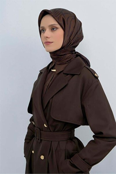 Armine Tivil Pure Silk Scarf 9511 - 80 Brown Abstract Pattern