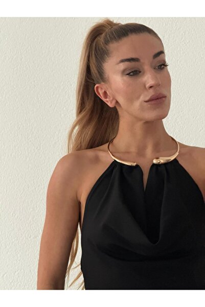 KECHİ WOMAN Gold Aksesuar Detaylı Sırt Dekolteli Bluz