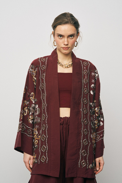 Orfeo Negro Women's Ethnic Sparkle Embroidery and Sequin Embellished Luxuriou...