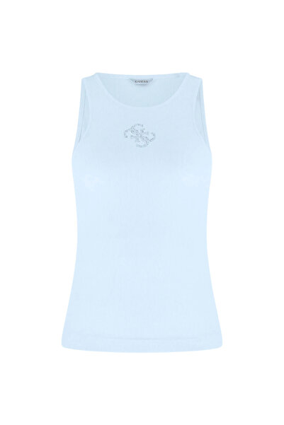 Guess Sleeveless Round Neck Guendalina Women's Blue Top W6Rp39Kd092-G7S1
