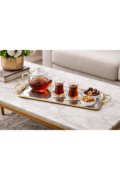 Dania 🥂 Multi-purpose serving tray – luxurious silver and gold design | 45×1...