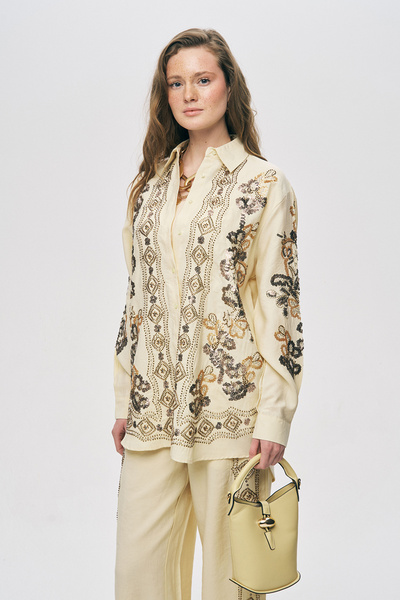 Orfeo Negro Women's Ethnic Sparkle Sequin and Bead Embroidered Luxury Lyocell...