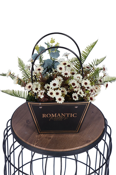 Yapay Çiçek Sitesi Yapay Çiçekli Romantic Çantalı Aranjman Model 7