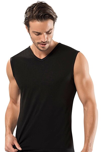 Şahin 3 Pieces of Men's Sleeveless Undershirts with V-Neck, 95% Cotton, 5% Lycra