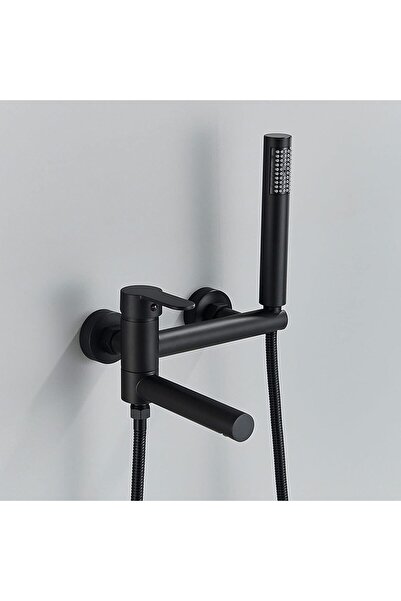 OEM Wall-Mounted Bathtub Faucet, Rotating Spout, Matte Black