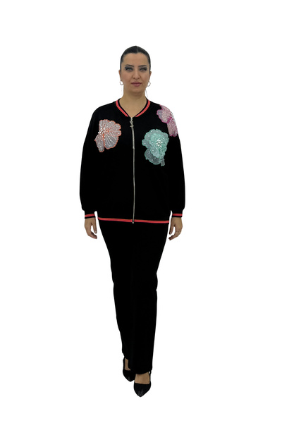 Elisa Fanti Plus Size Women's Stylish Long Sleeve Jacket with Pearl and Stone...