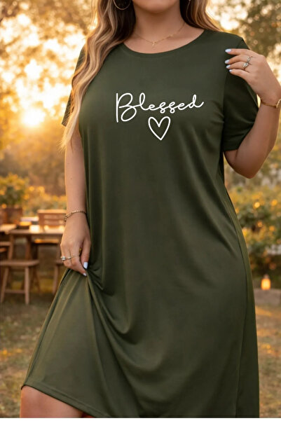 Pink Sky Rochie tricou cu mânecă scurtă pentru femei de mărime mare, cu decol...