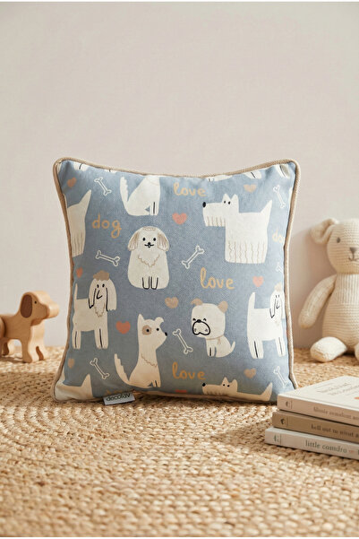 decofav Puppy Love – Pernă pentru copii cu tematică cățelușe, umplută, cu tex...