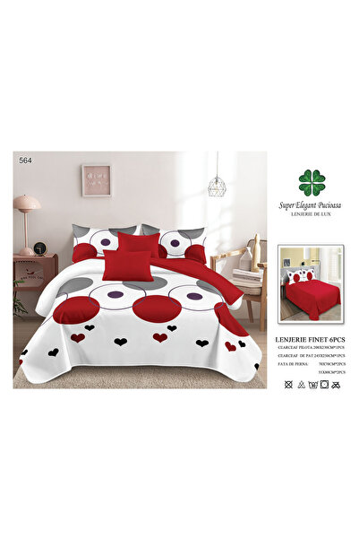 ANATOLIATEKSTILE Finet Bed Linen 6 Pieces, Complete Matrimonial Set, Modern M...