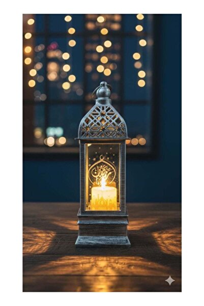 Generic Vintage Metal Ramadan Lantern with LED, Eid Mubarak Tabletop Decorati...