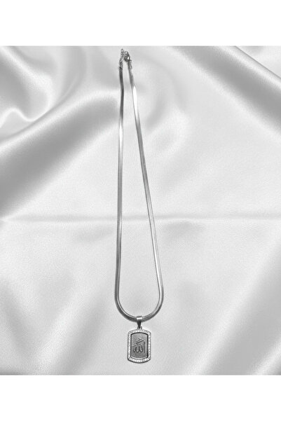 Zanira Taşlı Allah Yazılı Dikdörtgen Kolye