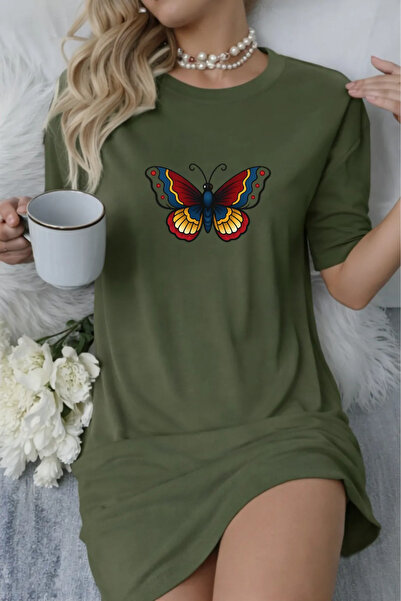 Pink Sky Rochie tricou cu mânecă scurtă pentru femei de mărime mare, cu decol...