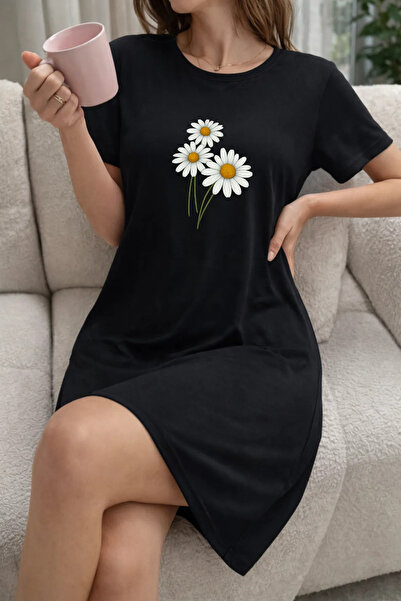 Pink Sky Дамска нощница с къс ръкав и кръгло деколте, големи размери