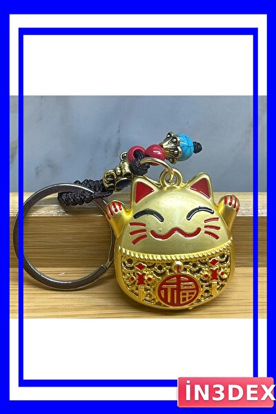 İN3DEX Auspicious Cat Figured Metal Keychain 9cm
