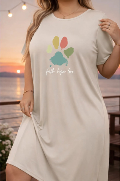 Pink Sky Rochie tricou cu mânecă scurtă pentru femei de mărime mare, cu decol...