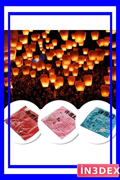 İN3DEX 10 Adet Karışık Renkli Havada Uçan Dilek Feneri Seti