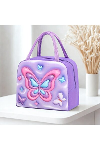 Store Termal Özellikli Şık Beslenme Çantası Figürlü 3D Görünümlü Düz Baskı Te...