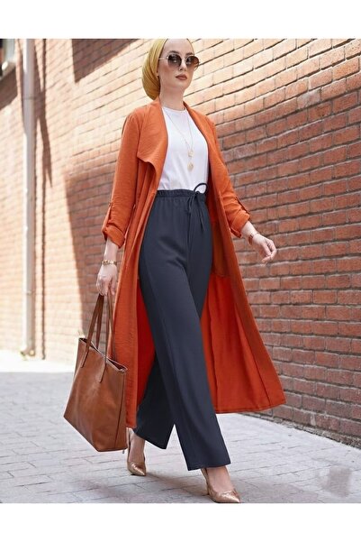 THEBEK Women's Elastic Waist Lace-Up Wide-Leg Tan Ayrobin Trousers - Summer S...