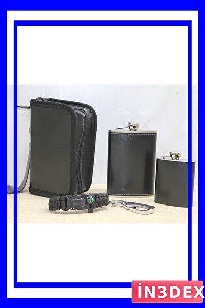 İN3DEX Stainless Steel Water Bottle Set of Two with Leather Cover