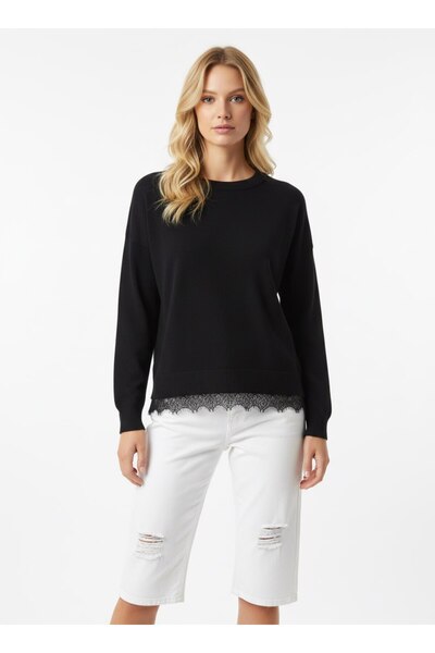venezia giyim Cotton Women's Lace-Trimmed Sweater // V12404